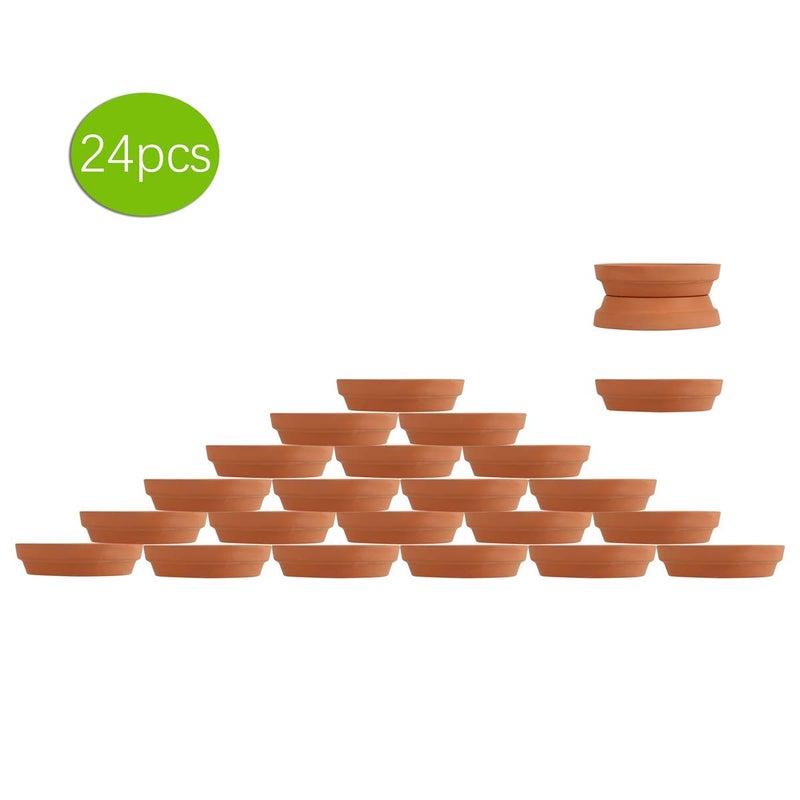FCFKUK 24pcs Terra Cotta Saucer, 3.2-inch Small Mini Clay Pots Tray, Suitable for 3inch, 2.5inch, 2inch Succulents Nursery Pots - Image 4